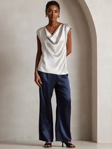 [Light Gray] SilkSilky-AU Cap Sleeve Cowl Neck Women's T-Shirt 001
