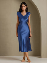 [Real Teal] SilkSilky-AU Cap Sleeve Dress 004