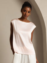 [Pink] SilkSilky-AU Cap Sleeve Round Neck Women's T-Shirt 001