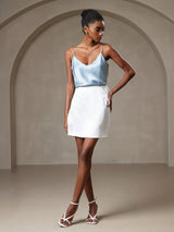 [Grayish Blue] SilkSilky-AU Spaghetti Strap V Neck Camisole 003