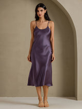 [Purple Gray] SilkSilky-AU Sleeveless V Neck Nightgown 001