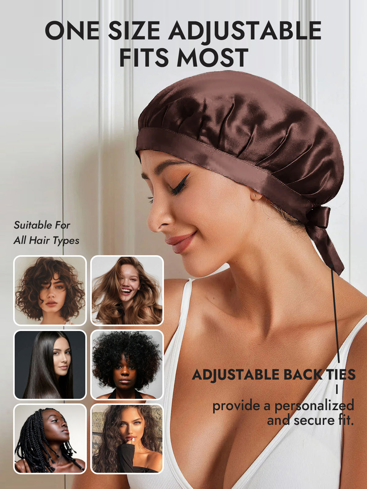 [Coffee] SilkSilky-AU Pure Silk Sleep Cap 005