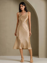 [Champagne Gold] SilkSilky-AU Sleeveless Dress 006