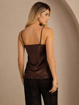 [Brown] SilkSilky-AU Spaghetti Strap V Neck Camisole 002