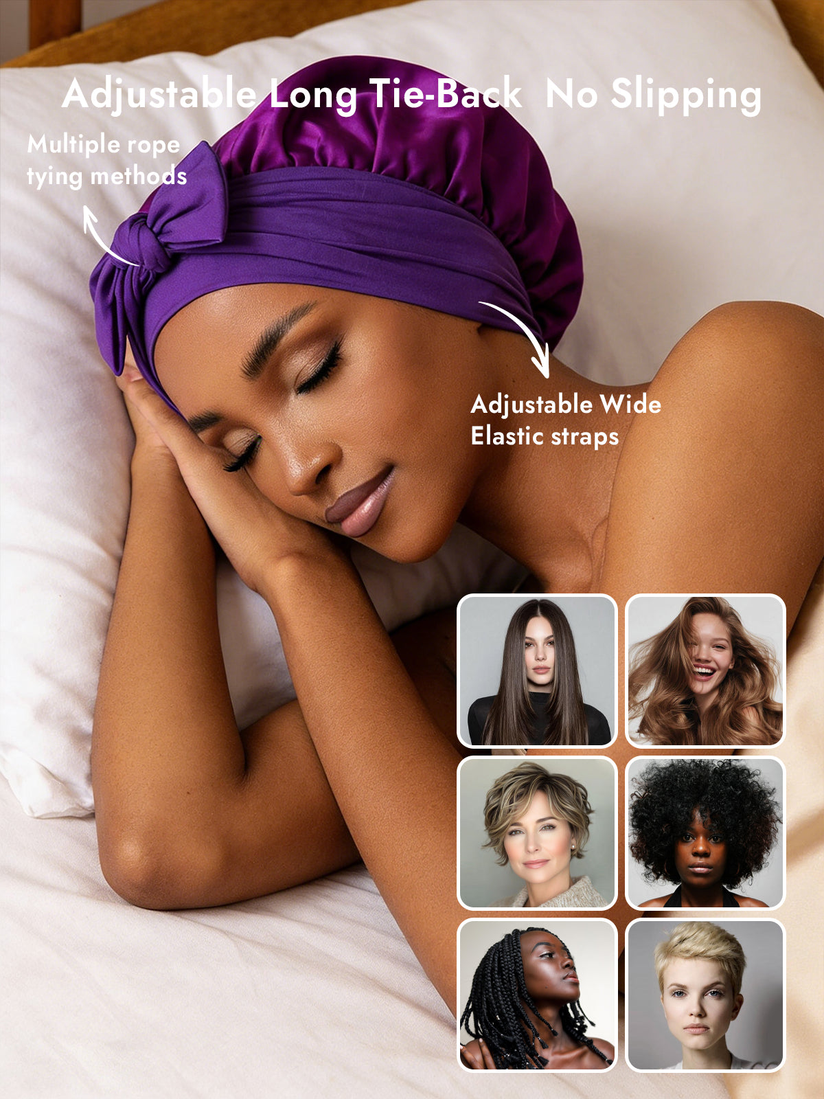 [Purple] SilkSilky-AU Pure Silk Sleep Cap 004