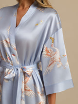 [Light Blue] SilkSilky-AU 3/4 Sleeve Women's Dressing Gown 005