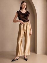 [Bitter Chocolate] SilkSilky-AU Cap Sleeve Cowl Neck Women's T-Shirt 006