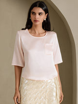 [Pink] SilkSilky-AU Half Sleeve Women's T-Shirt 003