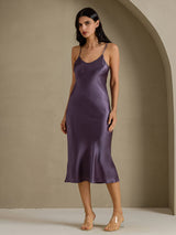 [Purple Gray] SilkSilky-AU Sleeveless V Neck Dress 007