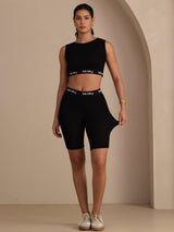 [Black] SilkSilky-AU Sleeveless Crew Neck Women's Outfit Sets 008