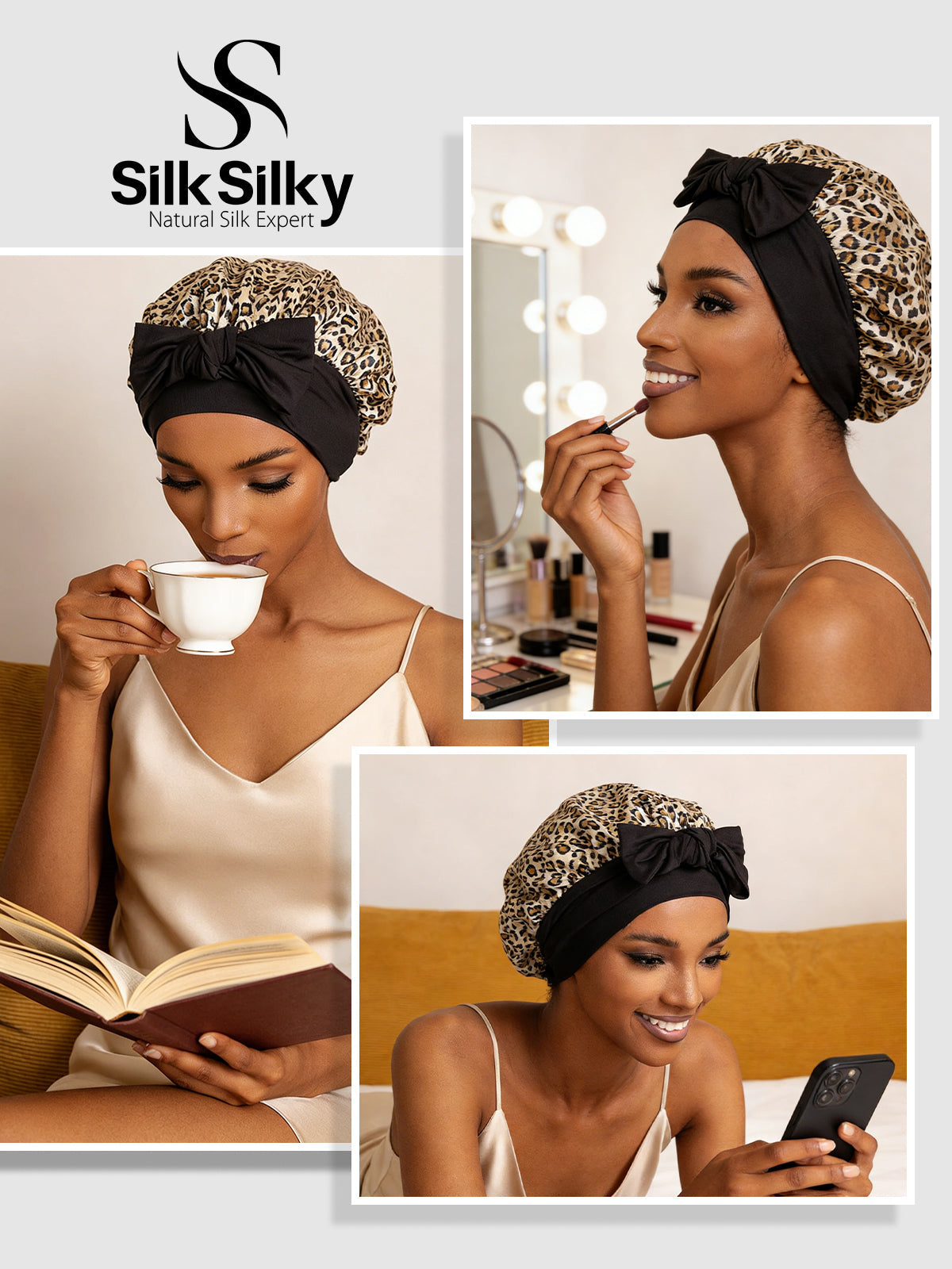 [Leopard] SilkSilky-AU Sleep Cap 005