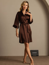 [Coffee] SilkSilky-AU 3/4 Sleeve Women's Dressing Gown 007