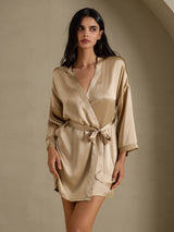 [Champagne Gold] SilkSilky-AU 3/4 Sleeve Women's Dressing Gown 003