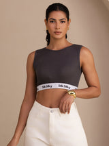 [Gray] SilkSilky-AU Sleeveless Crew Neck Camisole 005