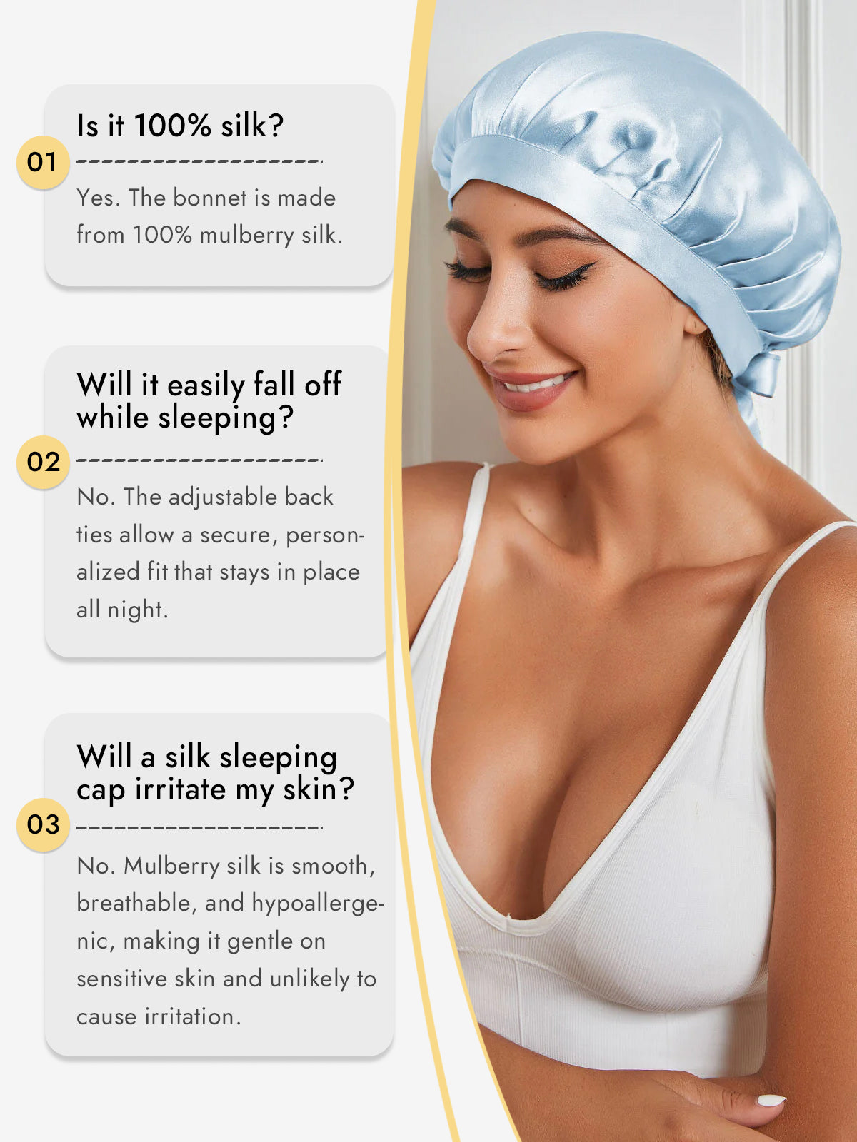 [Light Blue] SilkSilky-AU Pure Silk Sleep Cap 006