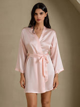 [Light Pink] SilkSilky-AU 3/4 Sleeve Women's Dressing Gown 001