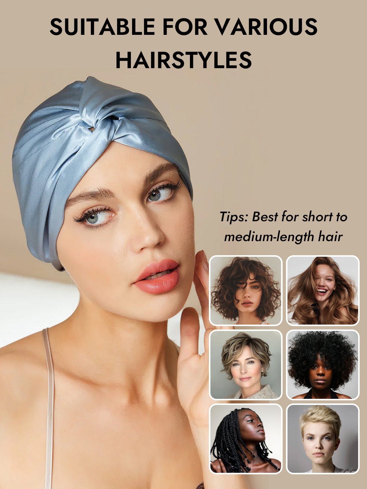 [Steel Blue] SilkSilky-AU Pure Silk Sleep Cap 006