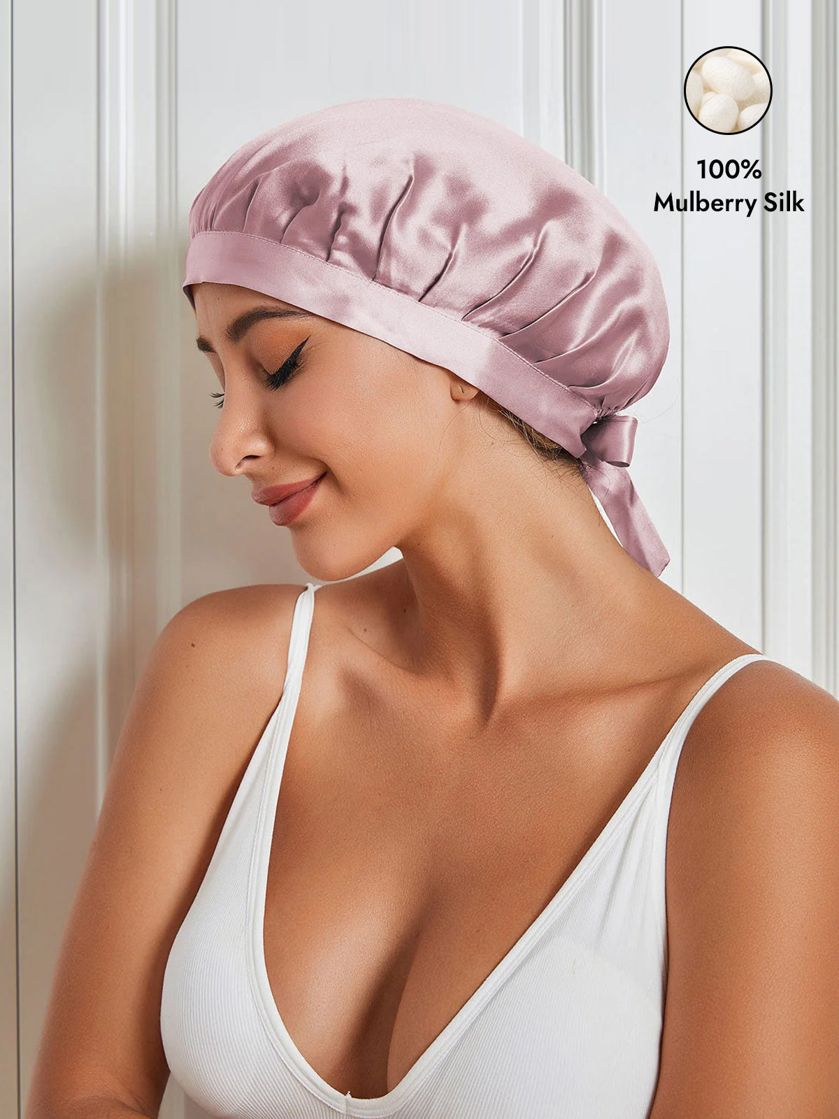 [Pale Mauve] SilkSilky-AU Pure Silk Sleep Cap 001