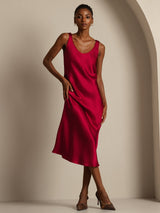 [Wine] SilkSilky-AU Sleeveless Dress 006