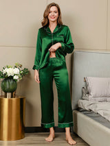 [Green] SilkSilky-AU Long Sleeve Notch Collar Women's Pyjamas 005