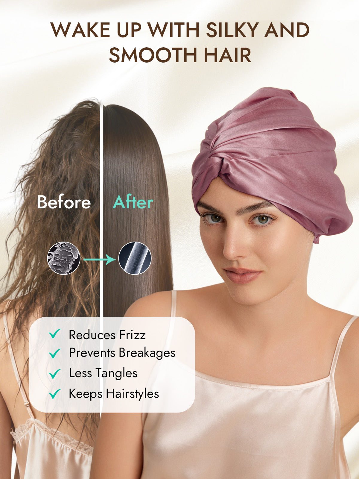 [Pale Mauve] SilkSilky-AU 22Momme Pure Silk Sleep Cap 003