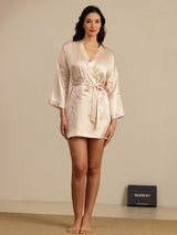 [Champagne] SilkSilky-AU 3/4 Sleeve Women's Dressing Gown 008