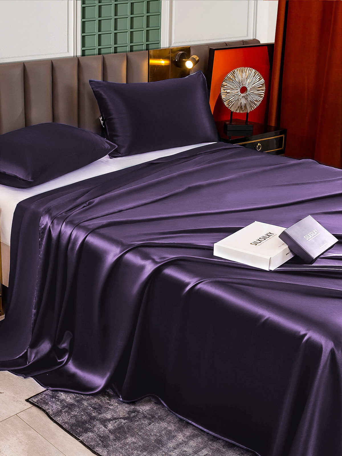 [Deep Purple] SilkSilky-AU 22Momme Pure Silk Bedding Set 004,