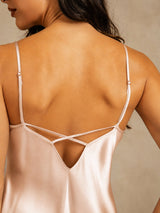 [Pink] SilkSilky-AU Sleeveless V Neck Nightgown 005