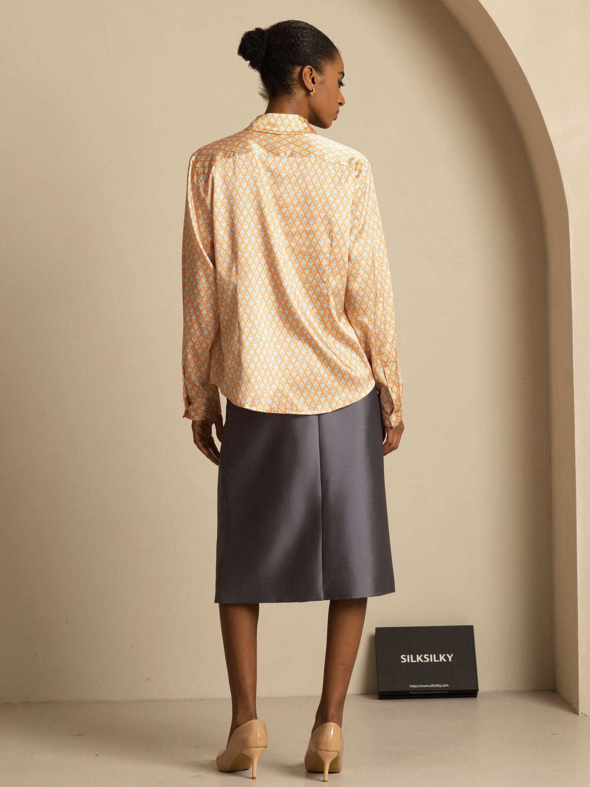 [Floral] SilkSilky-AU Long Sleeve Lapel Collar Women's Shirt 002