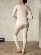 [Tan] SilkSilky-AU Long Sleeve Round Neck Women's Long Johns 002