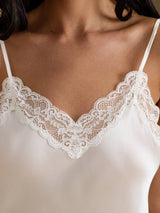 [White] SilkSilky-AU Spaghetti Strap V Neck Camisole 004