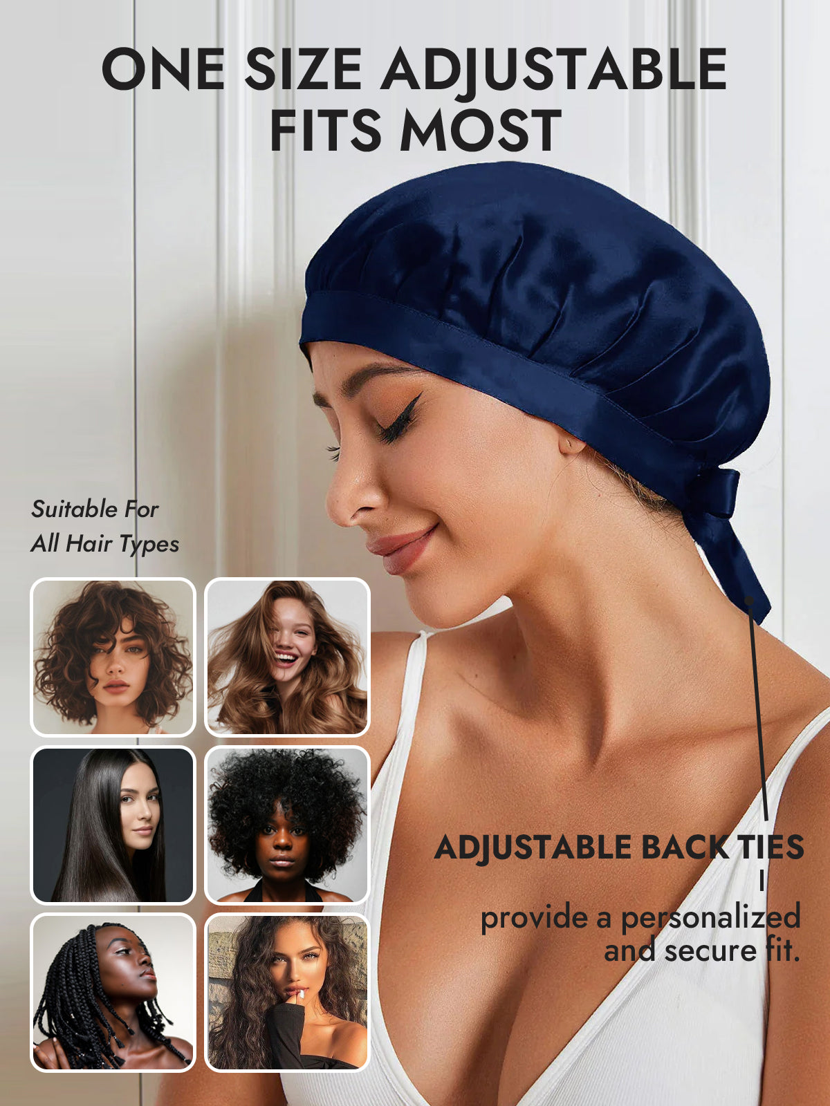 [Dark Blue] SilkSilky-AU Pure Silk Sleep Cap 005