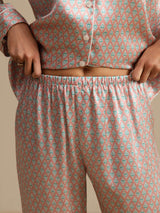 [Pink Heart Geo] SilkSilky-AU Short Sleeve Lapel Collar Women's Pyjamas 007
