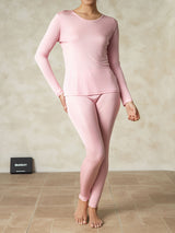 [Pink] SilkSilky-AU Long Sleeve Round Neck Women's Long Johns 003