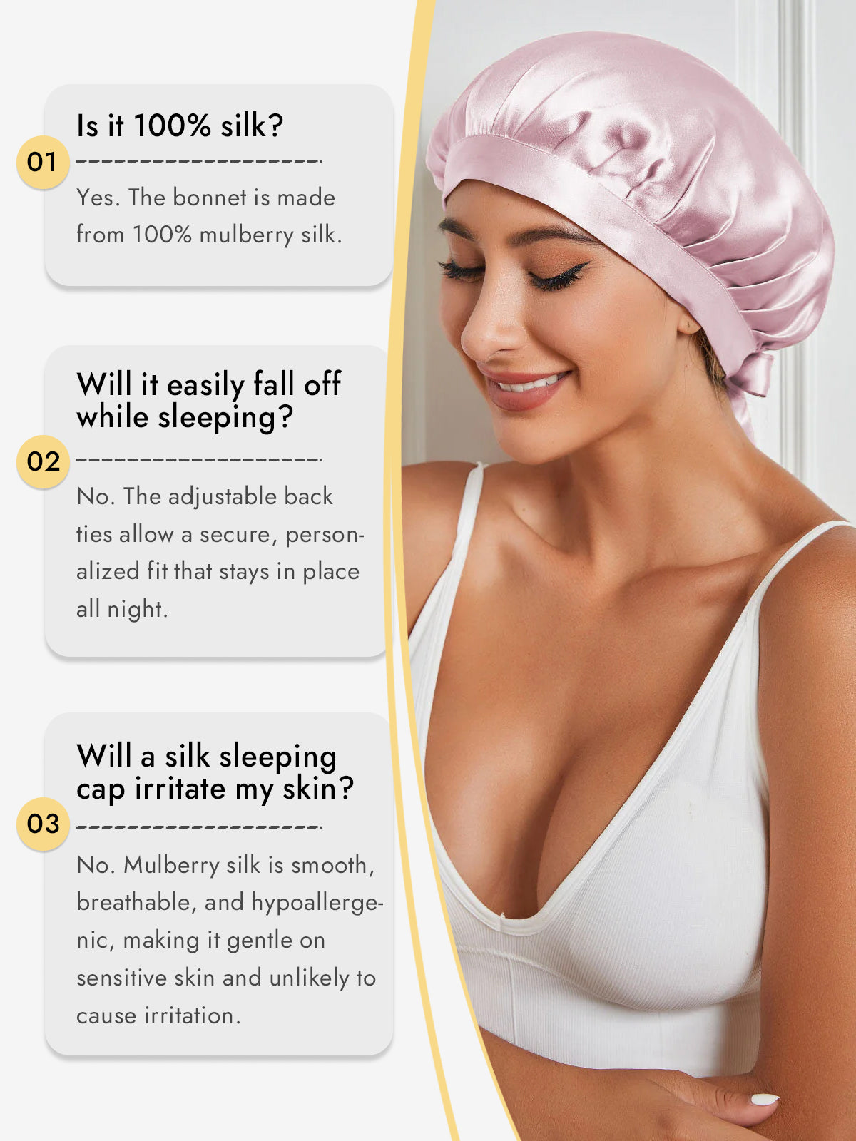 [Light Pink] SilkSilky-AU Pure Silk Sleep Cap 006