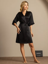 [Black] SilkSilky-AU Half Sleeve Women's Dressing Gown 006