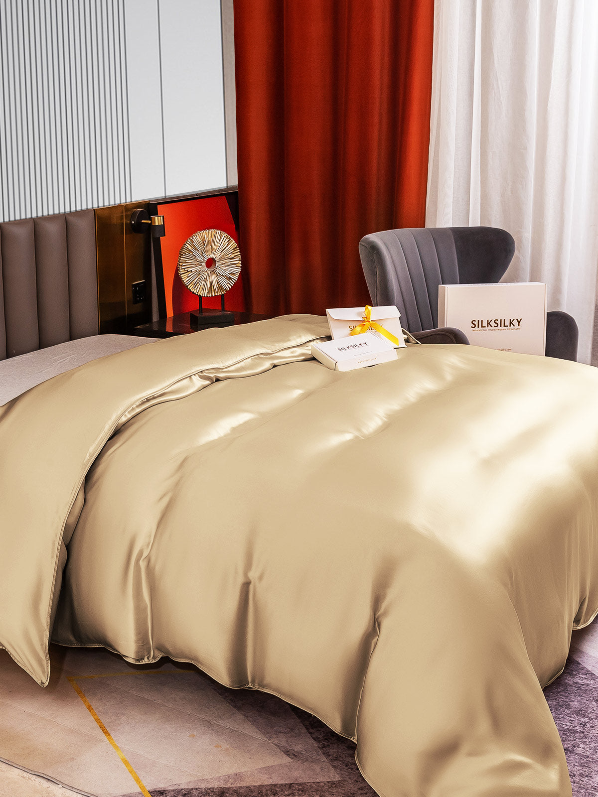 SilkSilky AU 22Momme Pure Silk Duvet Cover Beige 002