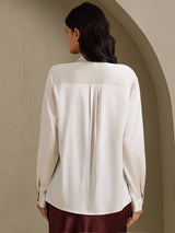 [Light Gray] SilkSilky-AU Long Sleeve High Neck Women's Blouse 002