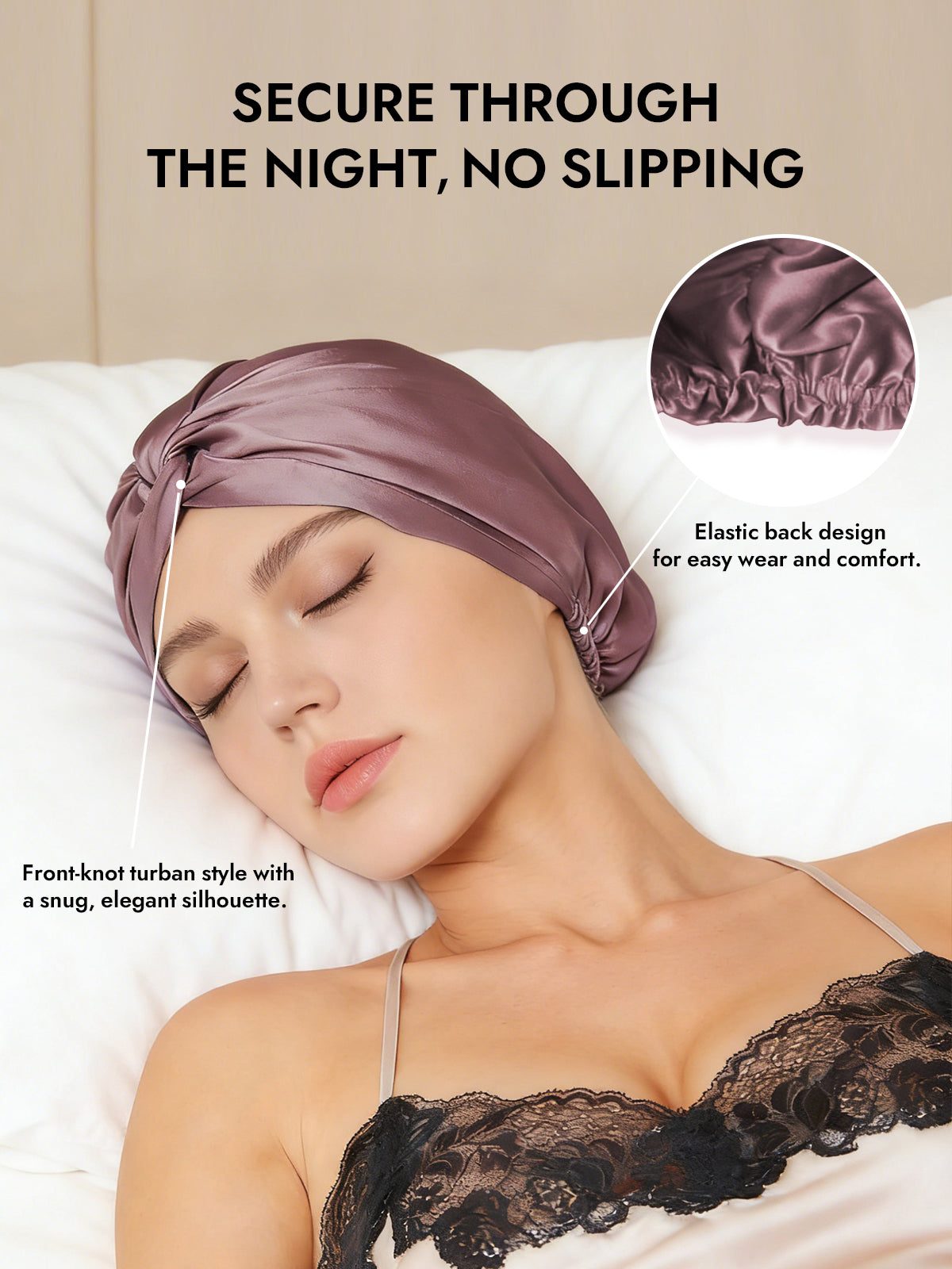[Pale Mauve] SilkSilky-AU Pure Silk Sleep Cap 005