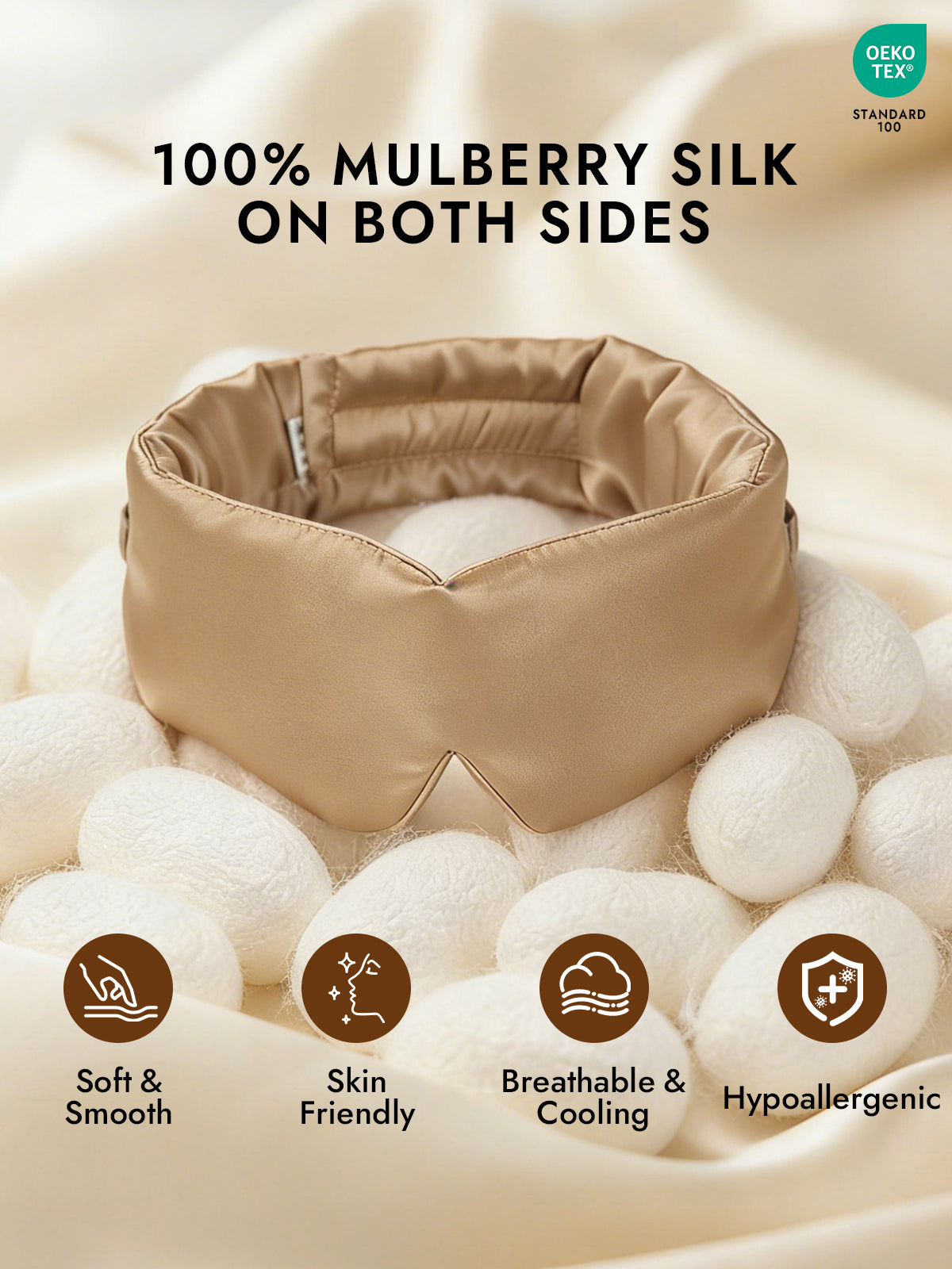 [Beige] SilkSilky-AU 19Momme Pure Silk Eye Mask 002