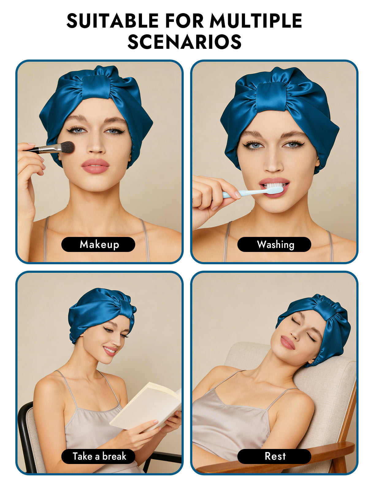 [Teal] SilkSilky-AU Sleep Cap 006