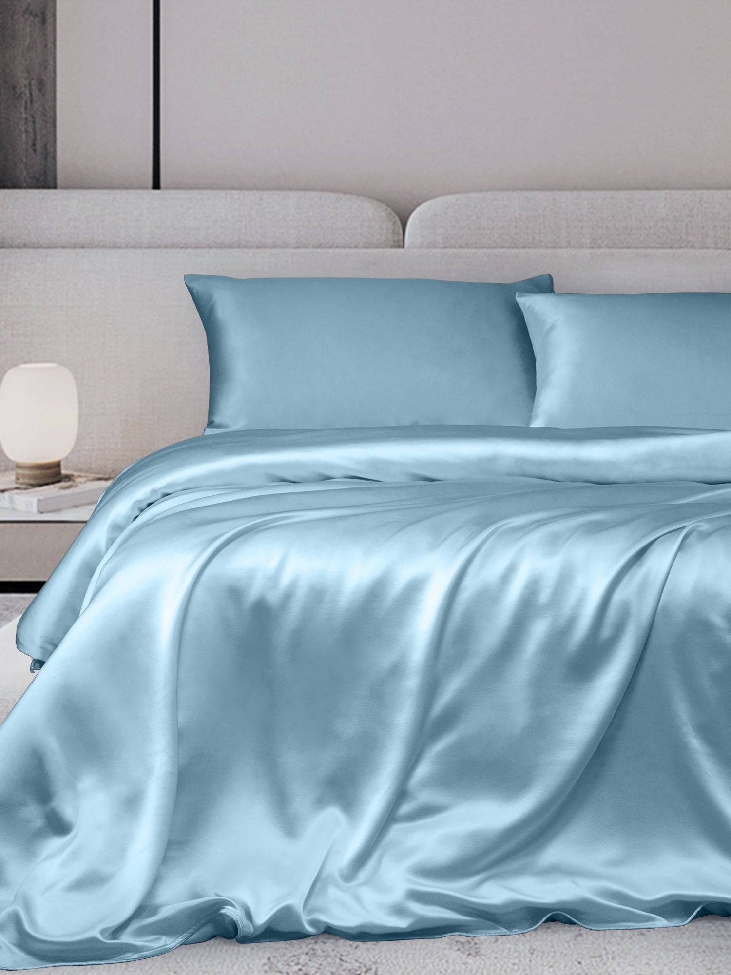 [Light Blue] SilkSilky-AU 19Momme Bedding Set 001