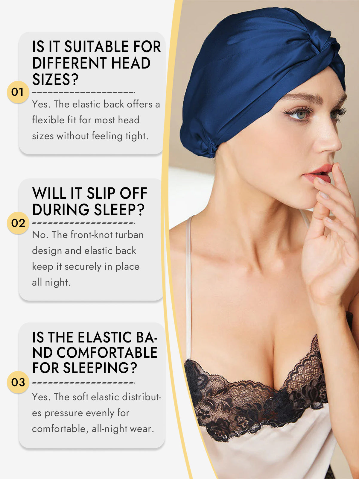 [Dark Blue] SilkSilky-AU Pure Silk Sleep Cap 007