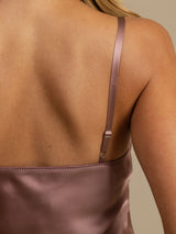 [Pale Mauve] SilkSilky-AU Pure Silk Spaghetti Strap V Neck Nightgown 006