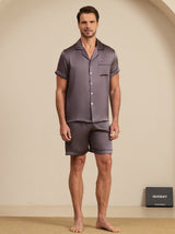 [Purple Gray] SilkSilky-AU Short Sleeve Notch Collar Men's Pyjamas 003