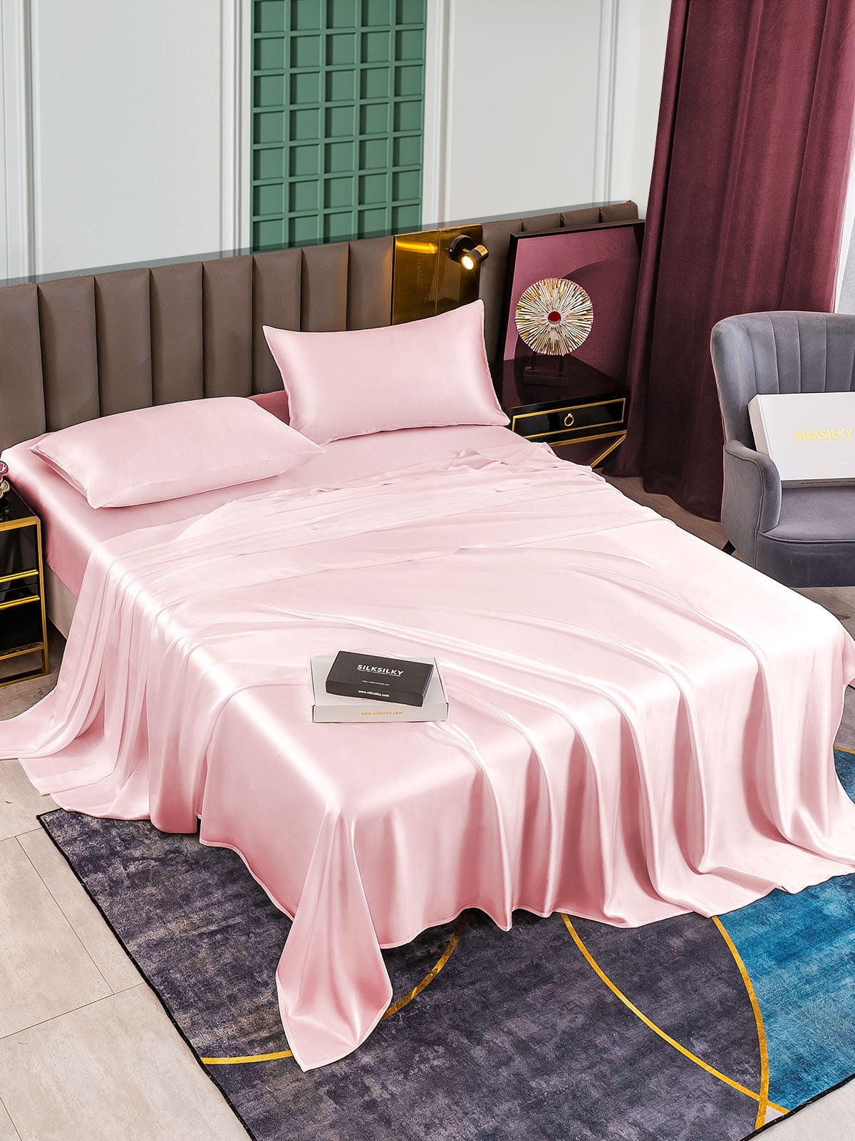 SilkSilky AU 25Momme Pure Silk Bedding Set Pink 002