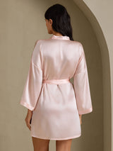 [Light Pink] SilkSilky-AU 3/4 Sleeve Women's Dressing Gown 002