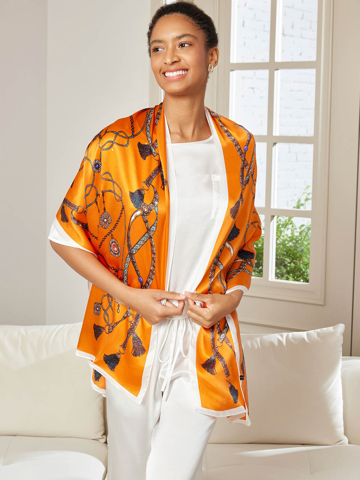 [P018] SilkSilky-AU Pure Silk Scarf 001,