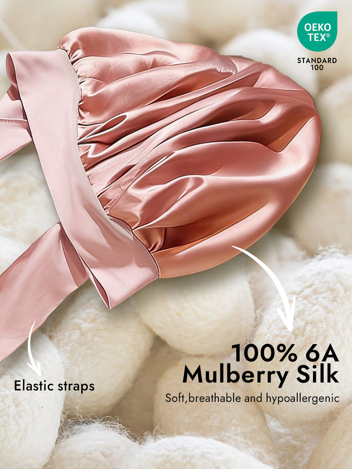 [Pink] SilkSilky-AU Pure Silk Sleep Cap 002