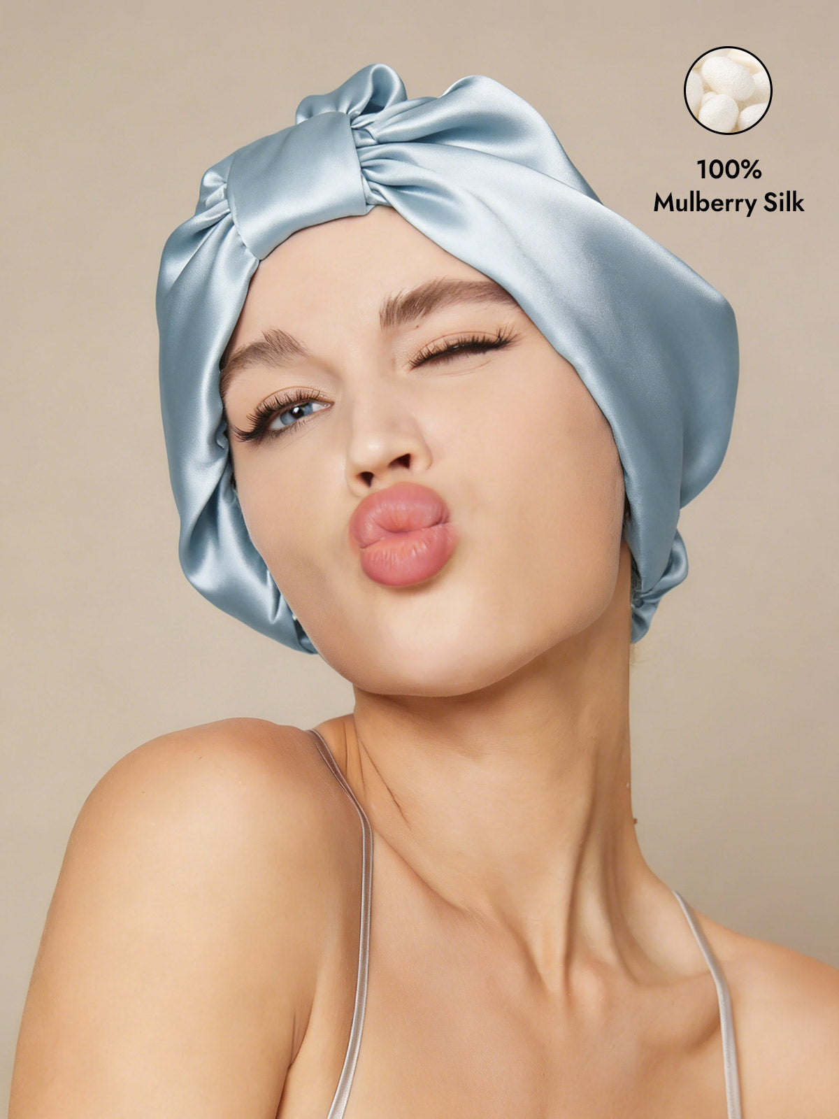[Light Blue] SilkSilky-AU Sleep Cap 001